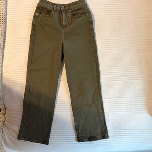Express green cropped wide leg high rise pants nwt